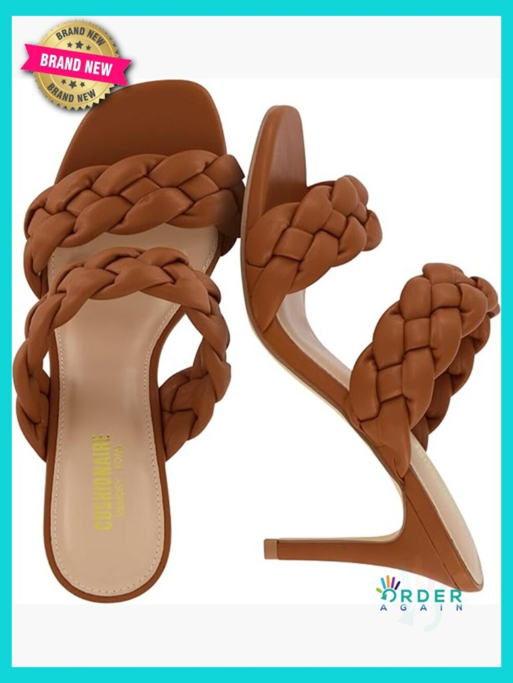 Braided Kitten Heel Sandals Dressy Open Toe Slide Heels Memory Foam Comfort